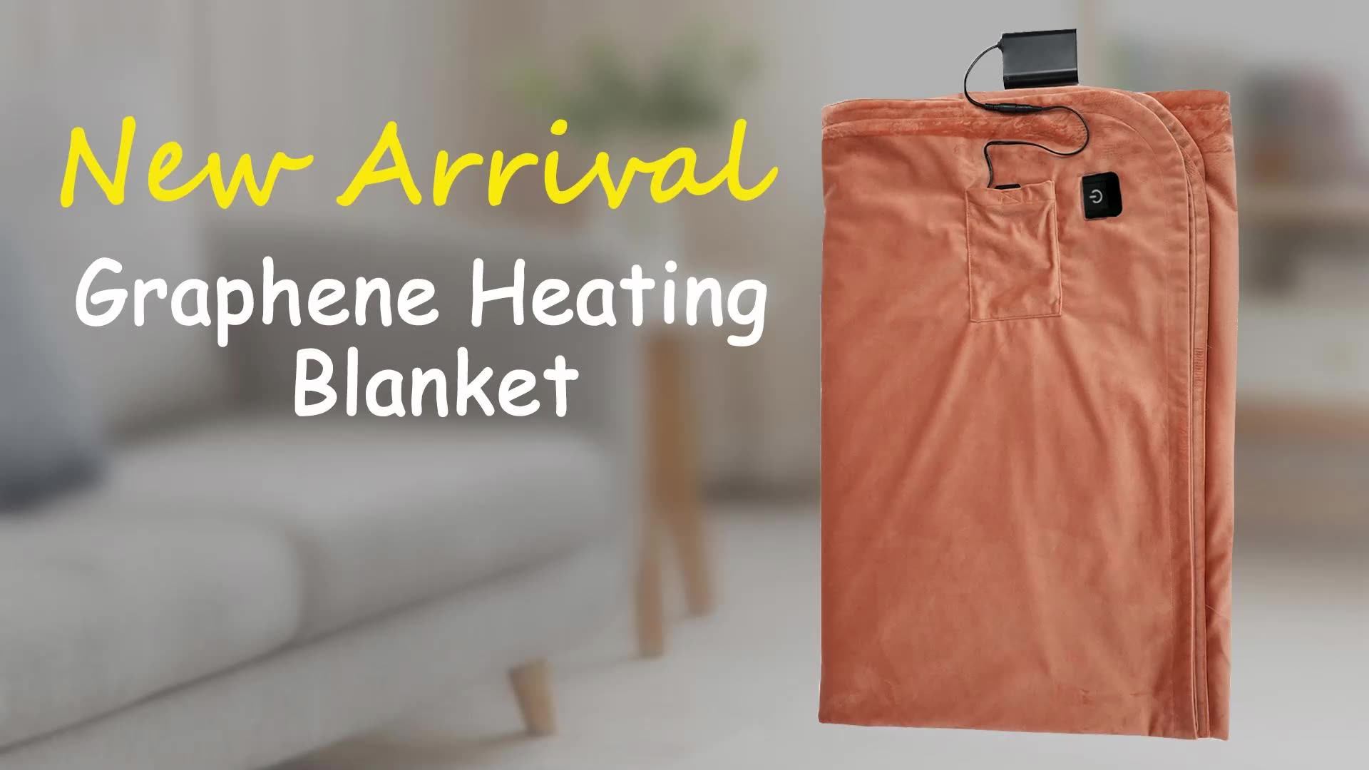 Graphene 12v Rechargeable Battery Electric Heated Car Blanket Usb