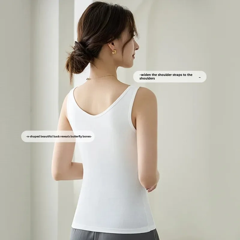 Women's underwire camisole with bra cups, suitable for summer outerwear, beautiful back design, one-piece bralette, square neckline, sleeveless basic top