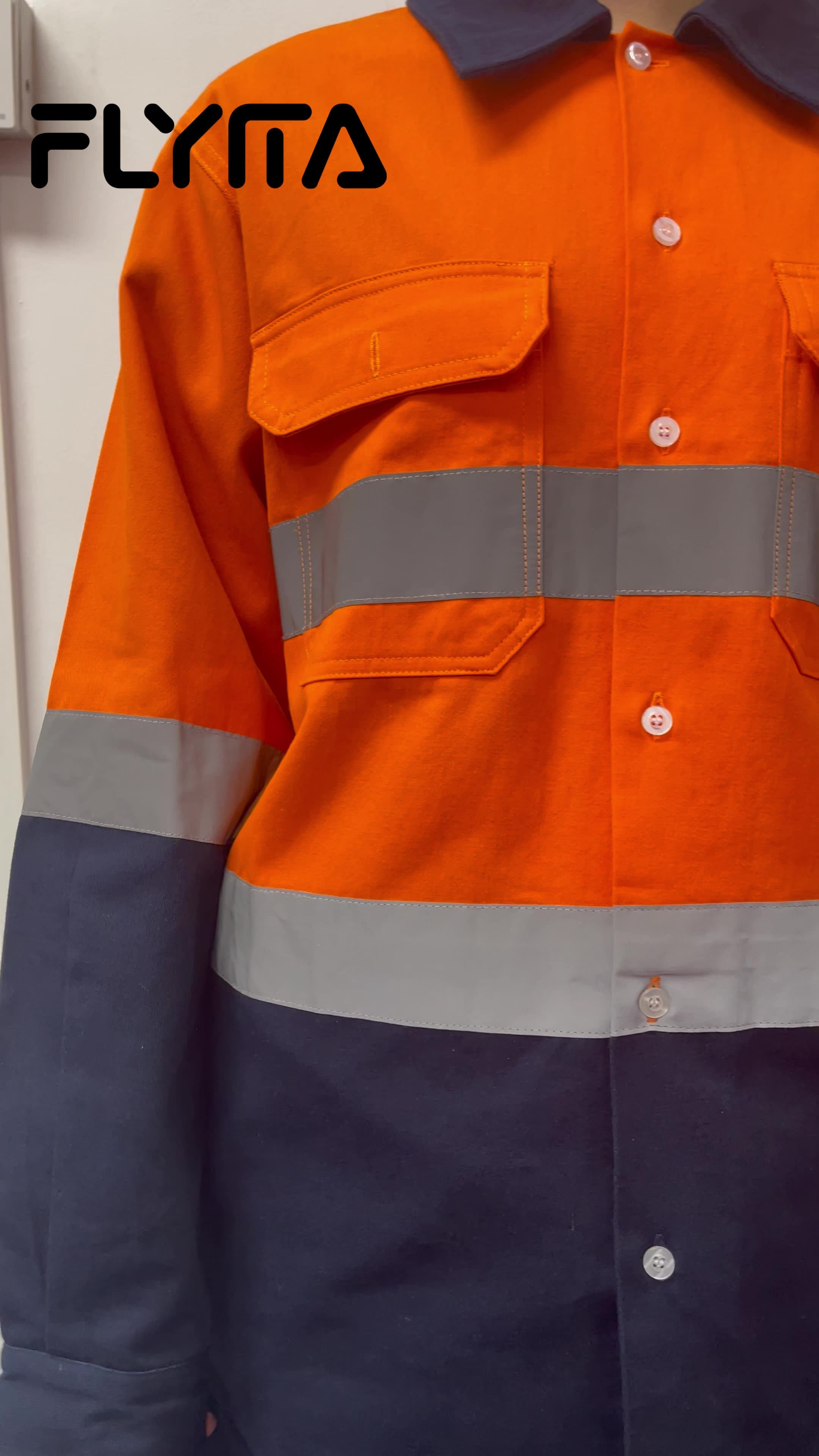 Custom 100 Cotton High Reflective Safety Clothes Hi Vis Workwear