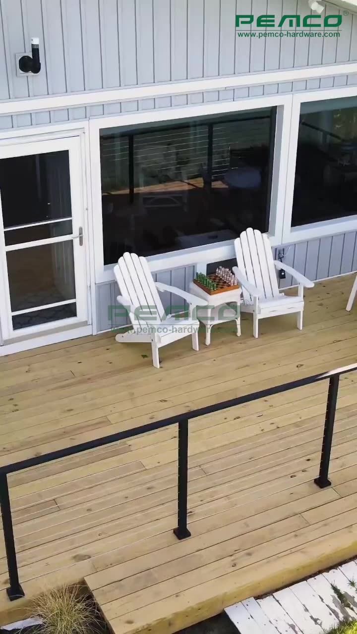 Exterior Black Deck Wire Rope Balustrade Cost Adjustable Balcony