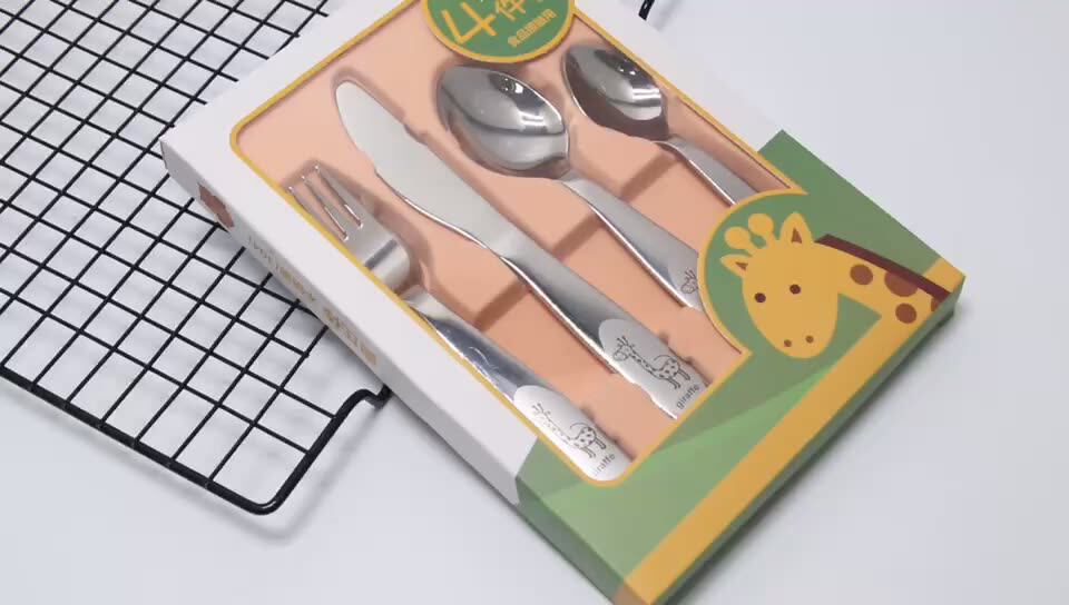 Stainless Steel Baby Preschooler Cutlery Set Fork Spoon Knife Baby