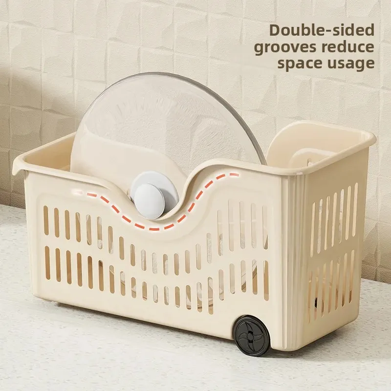Wholesale Kitchen Seasoning and Cookware Storage Basket with Wheels, Pot Lid Storage Box, Cabinet Hollow Desktop Organizer Box