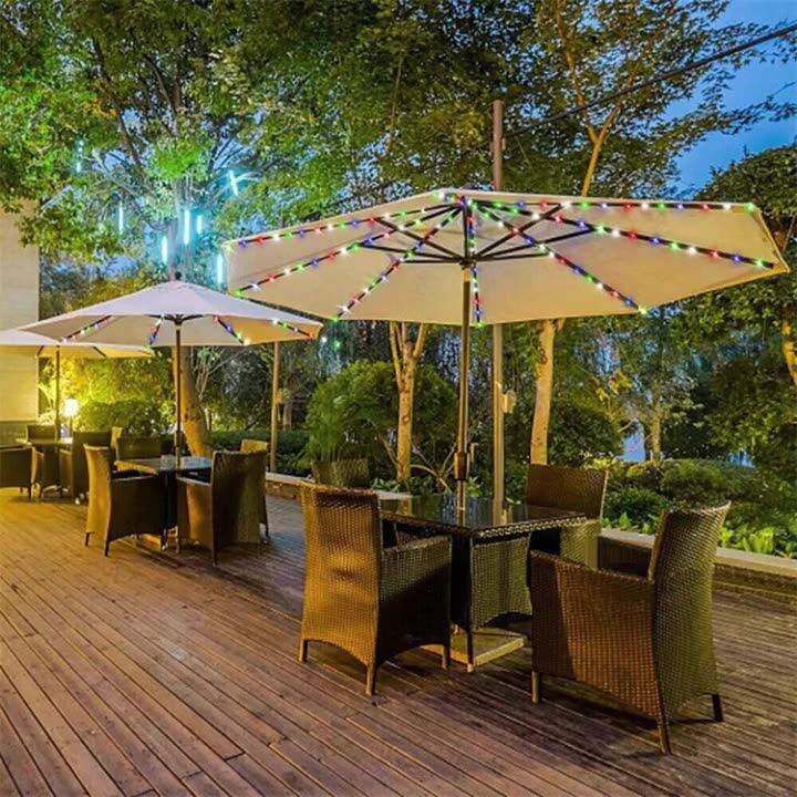 1 2 patio umbrella with hook and lights Patio Umbrella String Lights 2 in 1 Battery Und USB Powered Patio Umbrella  Lights With Umbrella Pole Light 16 Colors 104 LED
