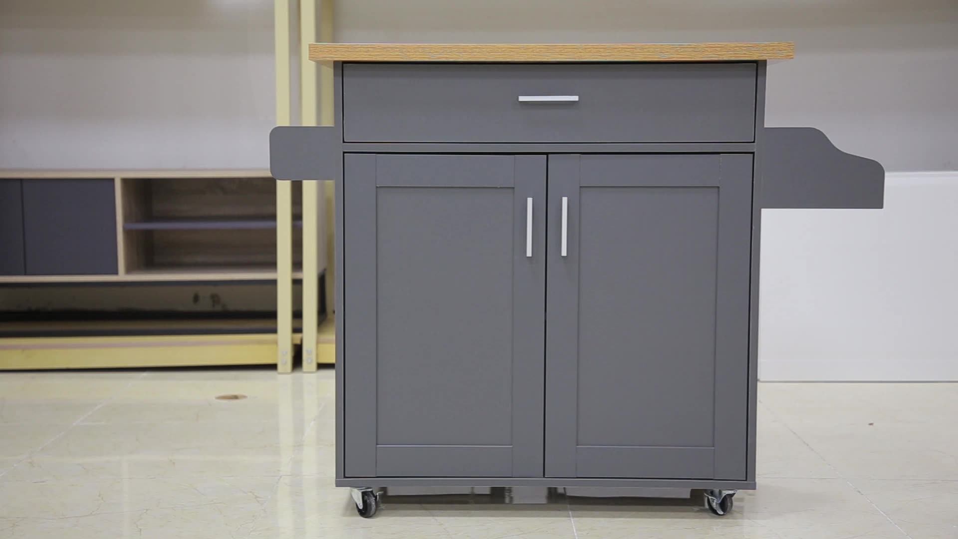 Oem Black Wood Modern Rolling Buffet Bar Furniture Storage