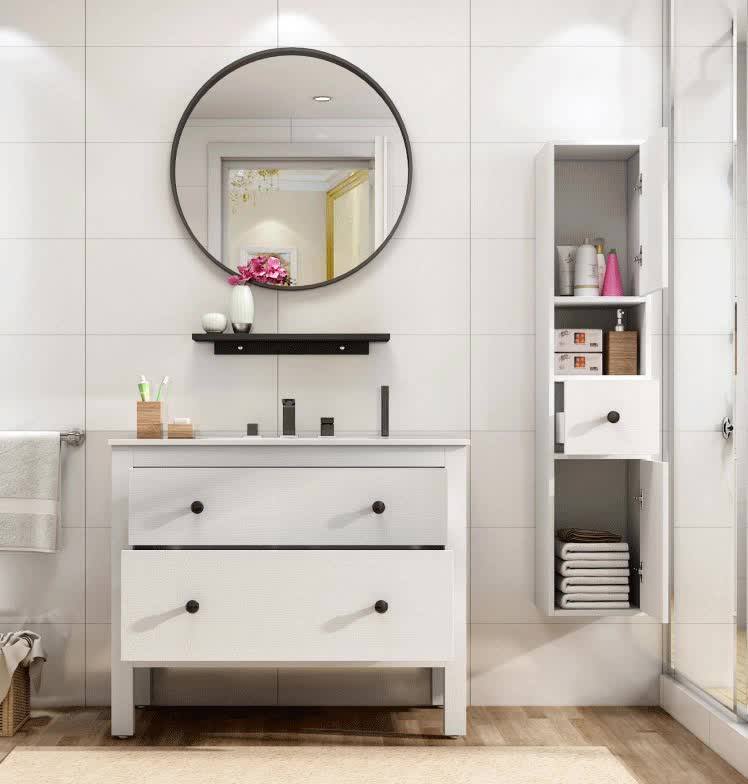 White Waterproof American Style Bathroom Vanity Mdf ...