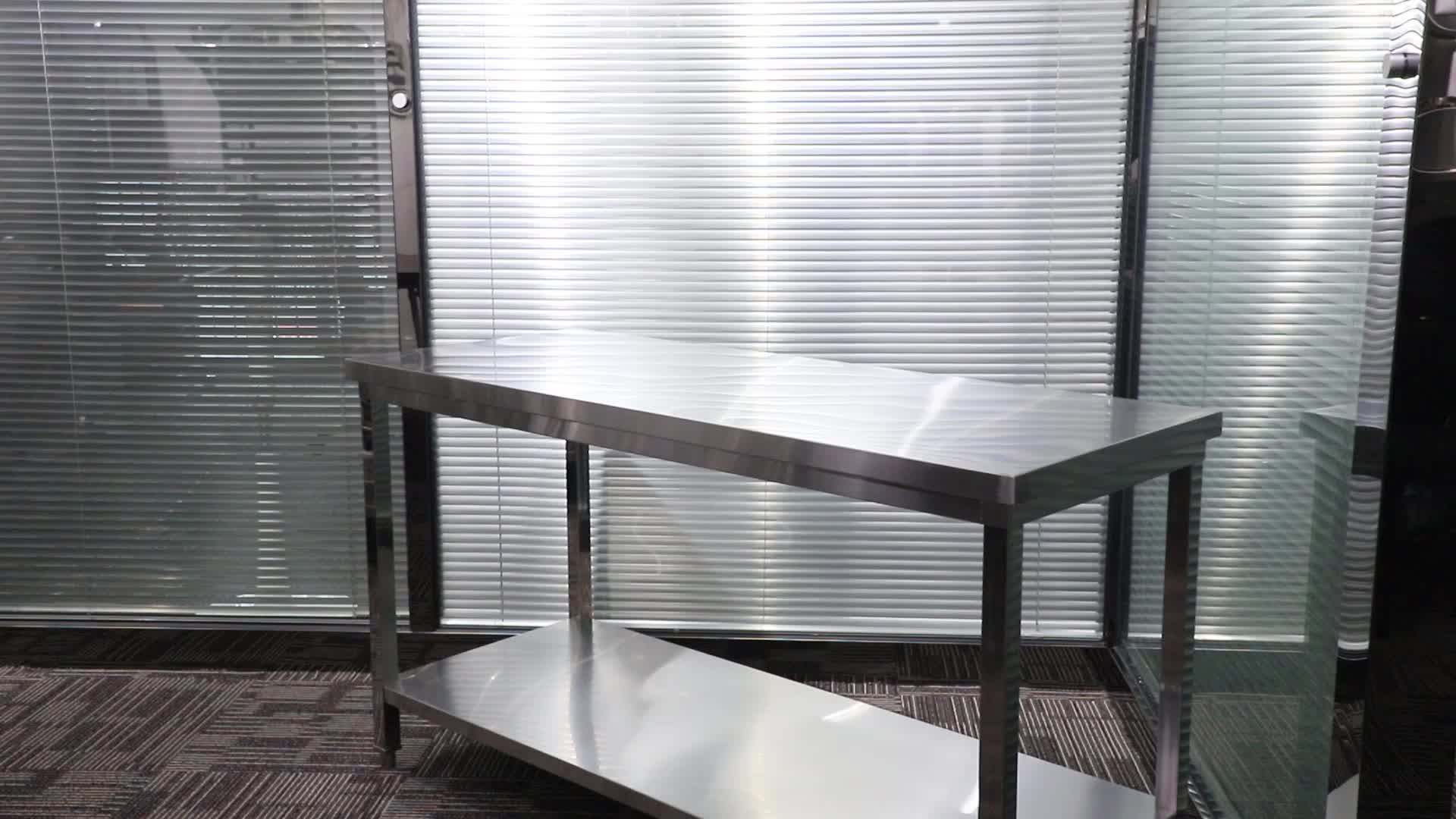 Commercial Adjustable Height Stainless Steel Work Bench For Kitchen