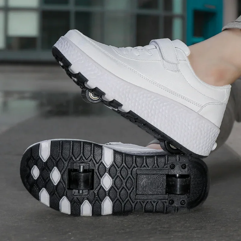 Heelby Shoes Double Wheel Button Children's sneaker 2025 Roller Shoes Unisex Detachable Ultra Light Student Wheeled Shoes