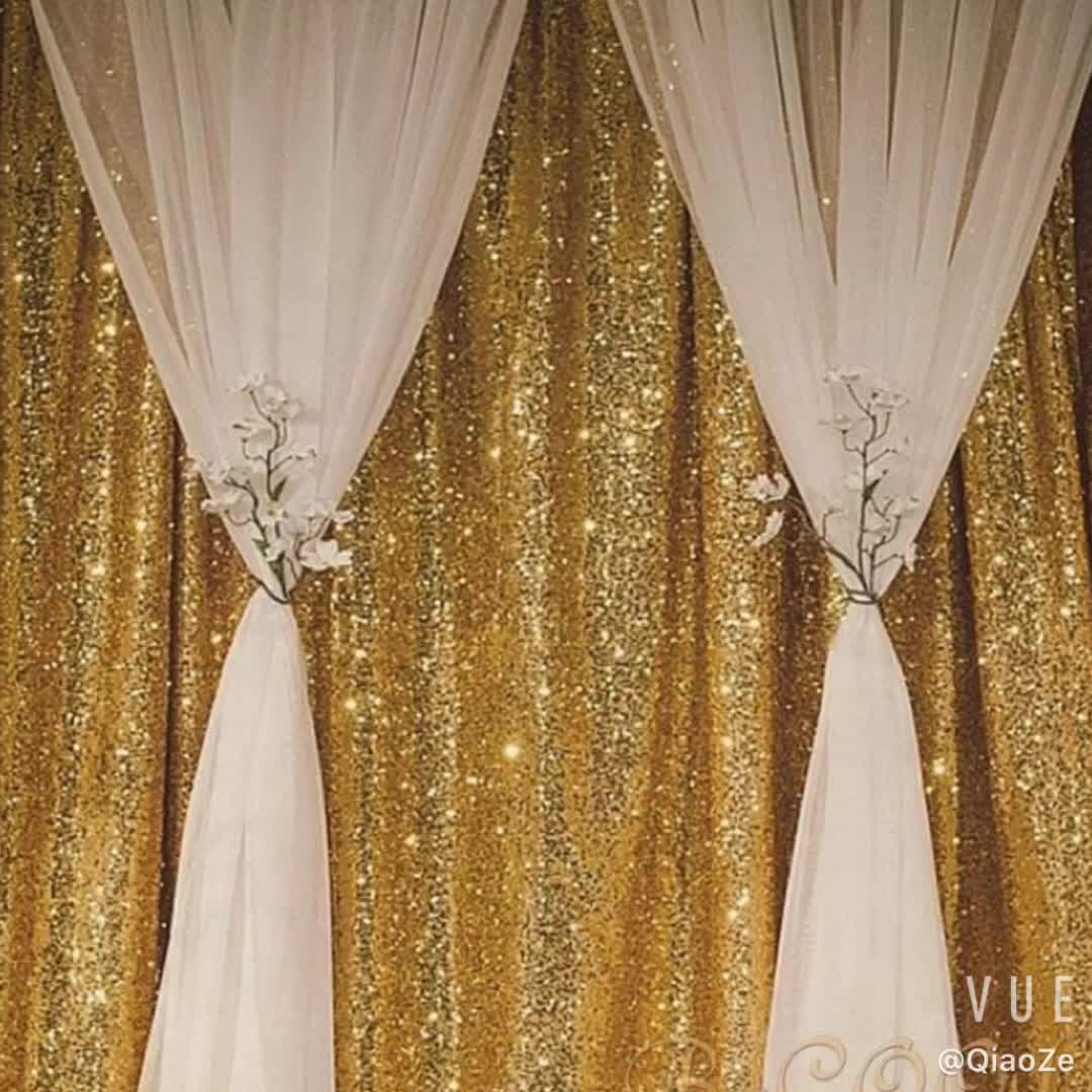 2019 Fashion Wedding Decoration 3mm Glittering Sequin Curtain Gold Buy Gold Sequin Curtains