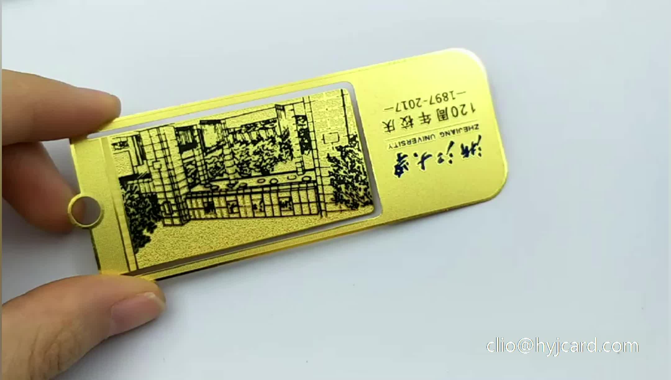 Custom Silk Print Laser Cut Logo Silver Or Gold Metal Bookmarks For