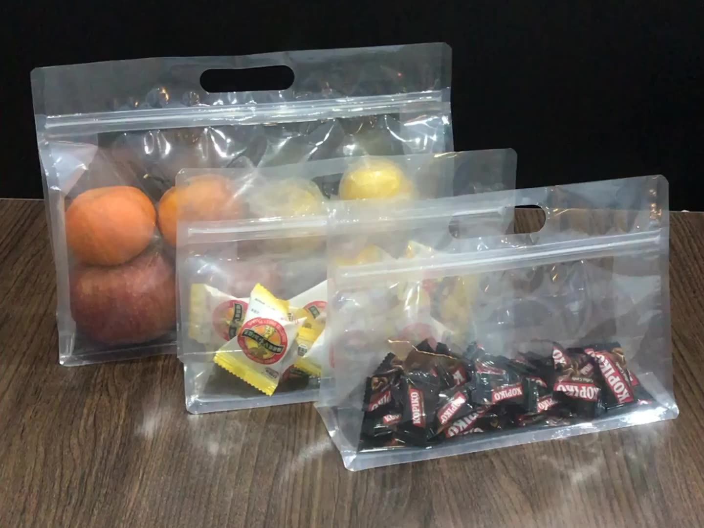 Transparent Portable Plastic Zip Lock Eight Side Seal Big Block Square