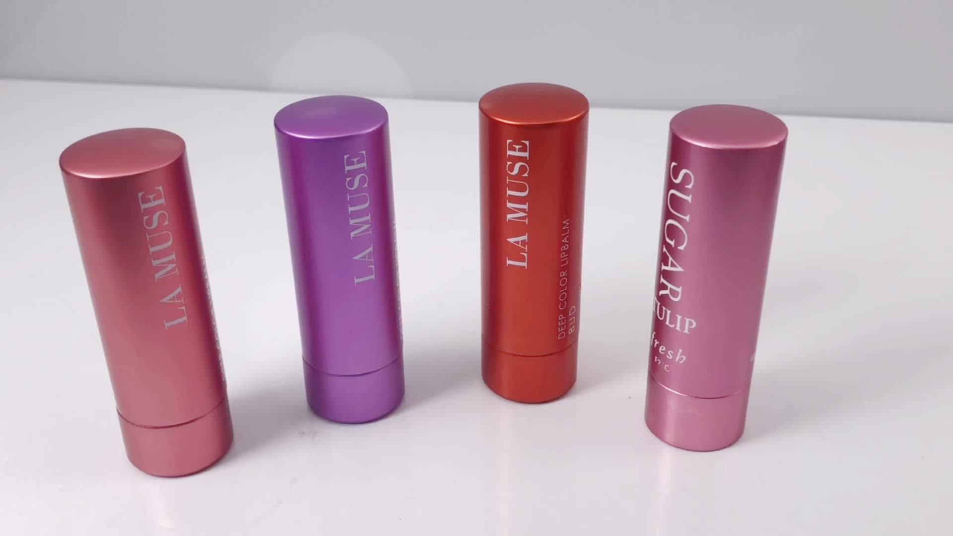 Aluminum Custom Color Round Lipstick Tube With Red Lipstick Aluminum