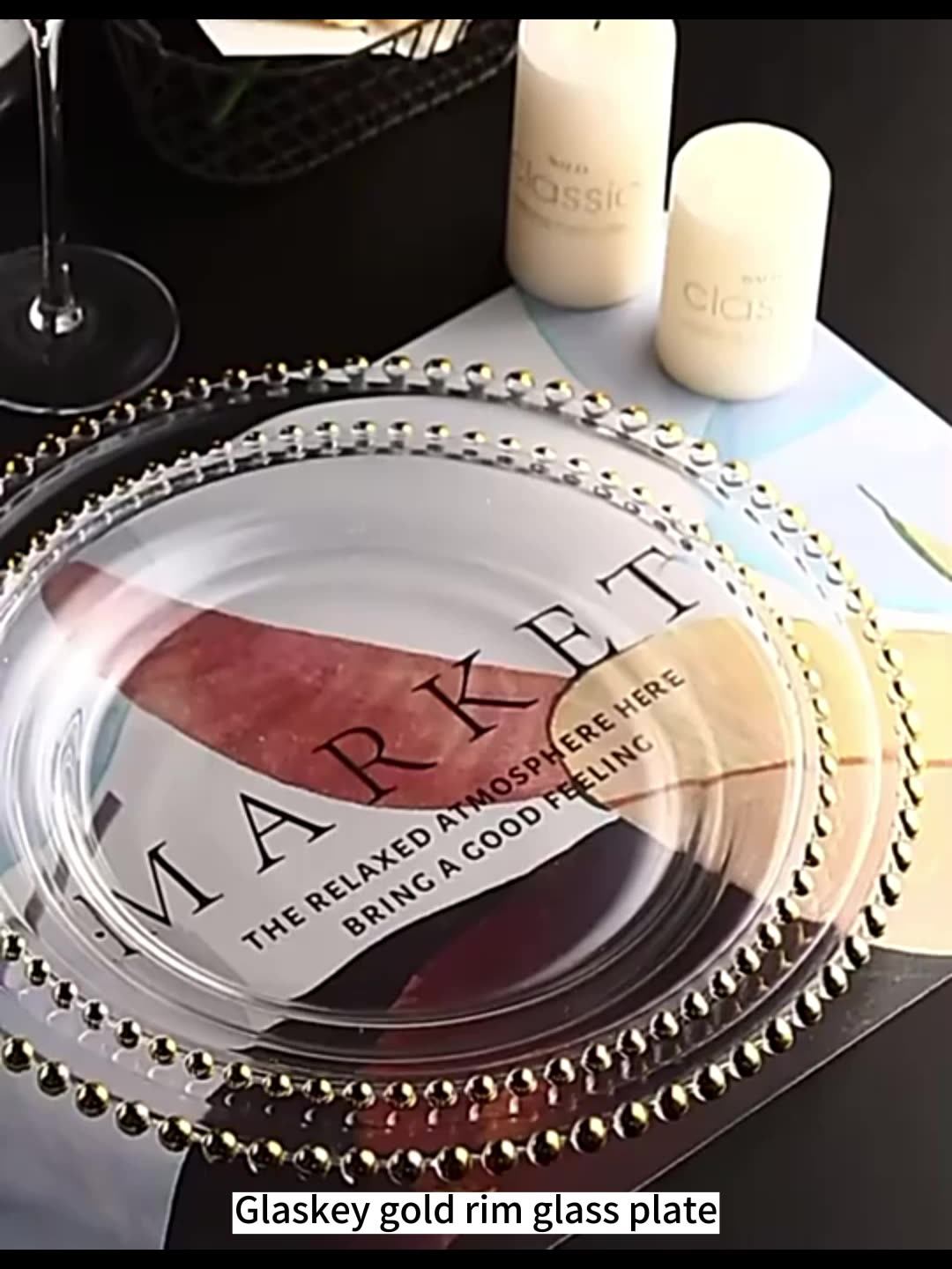 Premium Quality Decoration Glass Table Chargers 13 Inch Charger Service