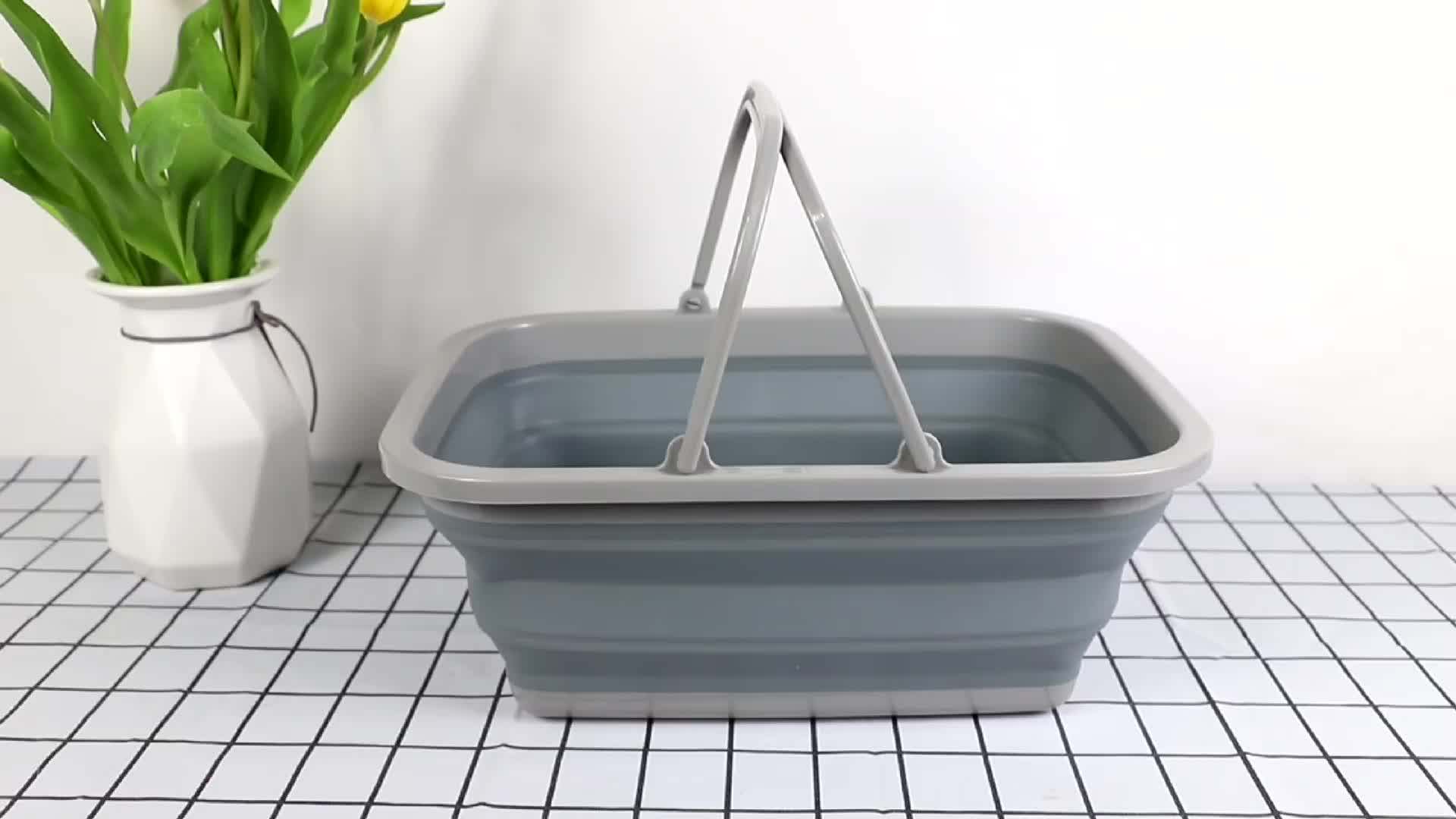 Collapsible Silicone Baskettote Collapsibletub With Handle Collapsible