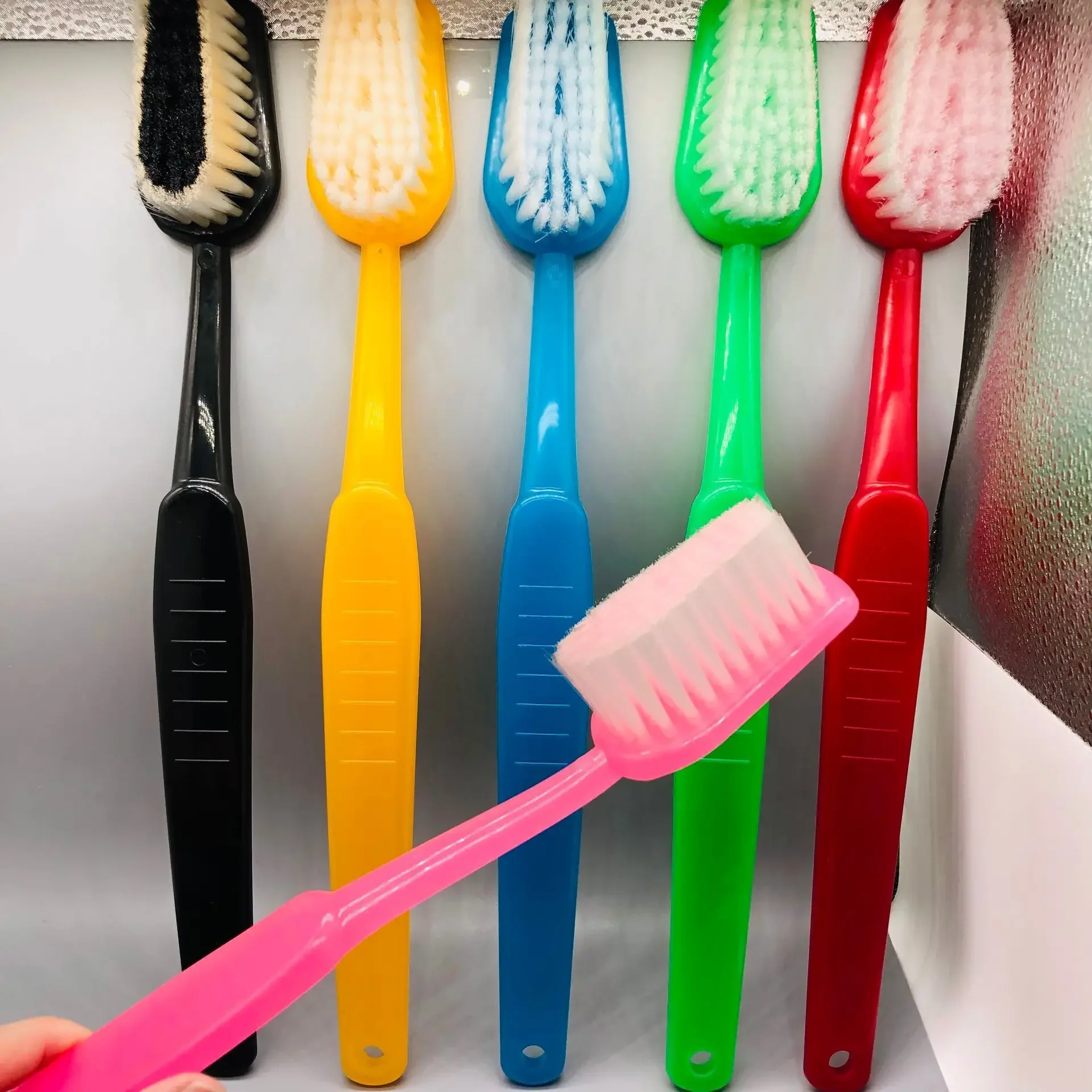 Long handle toothbrush shape BATHBRUSH bath rub back large toothbrush hanging cleaning soft brush