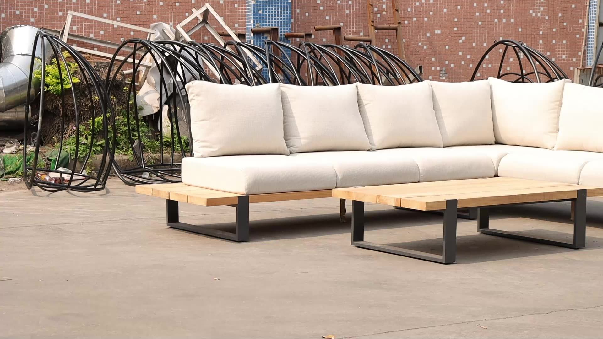 New Outdoor Teak Wood High End Sofa Set Modern Special Design L Shape