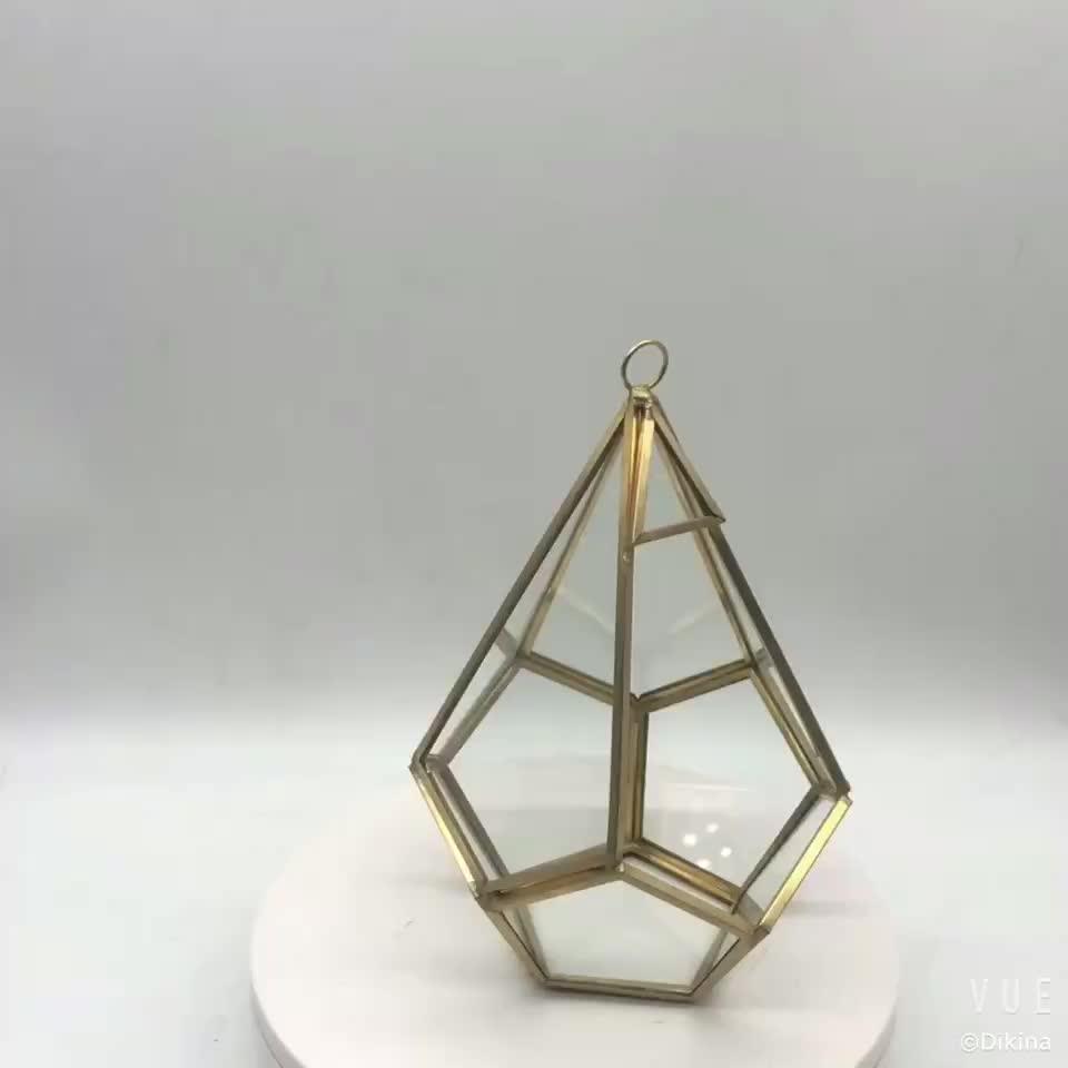 Crystal Geometric Glass Wedding Centerpiece Crystal Lotus Flower Wrought Iron Floor Standing