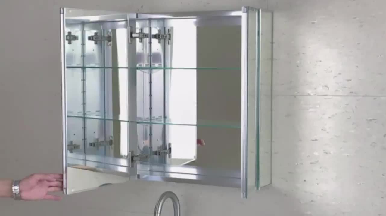 Wall Mounted Recessed Oval Round Shape Storage Bathroom Mirror Medicine