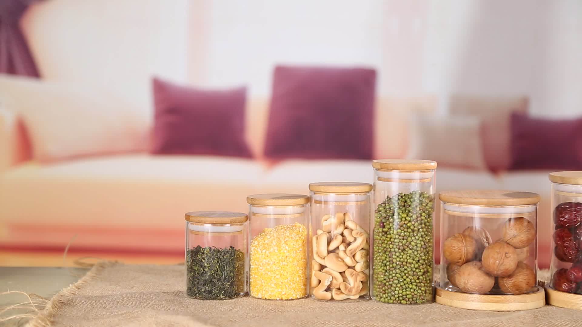 Clear Very Tall Spaghetti Jar Glass Storage Jar Borosilicate Bamboo Lid