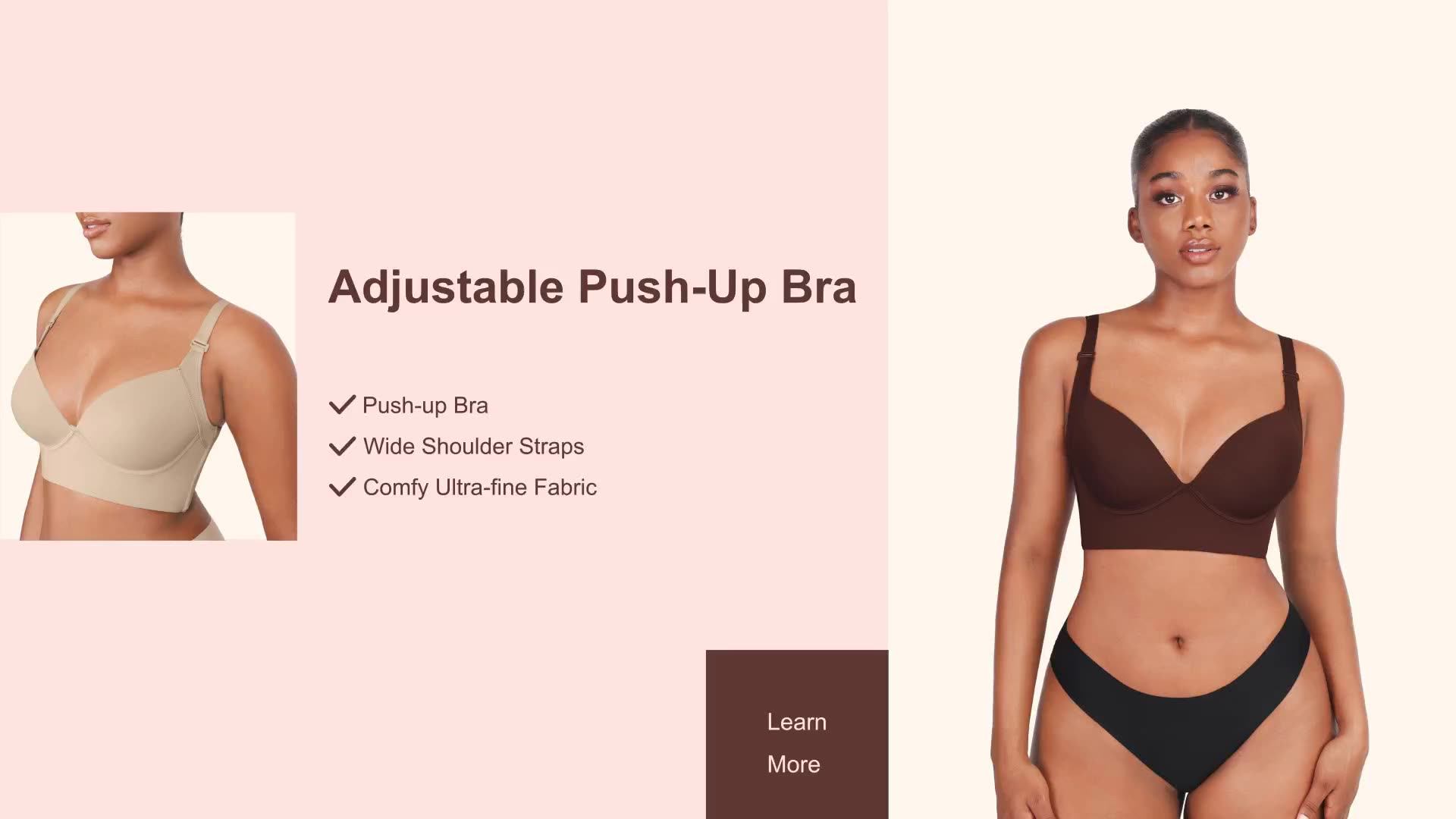 Best Push Up Deep Cup Bra With Shapewear Incorporated Hide Back Side
