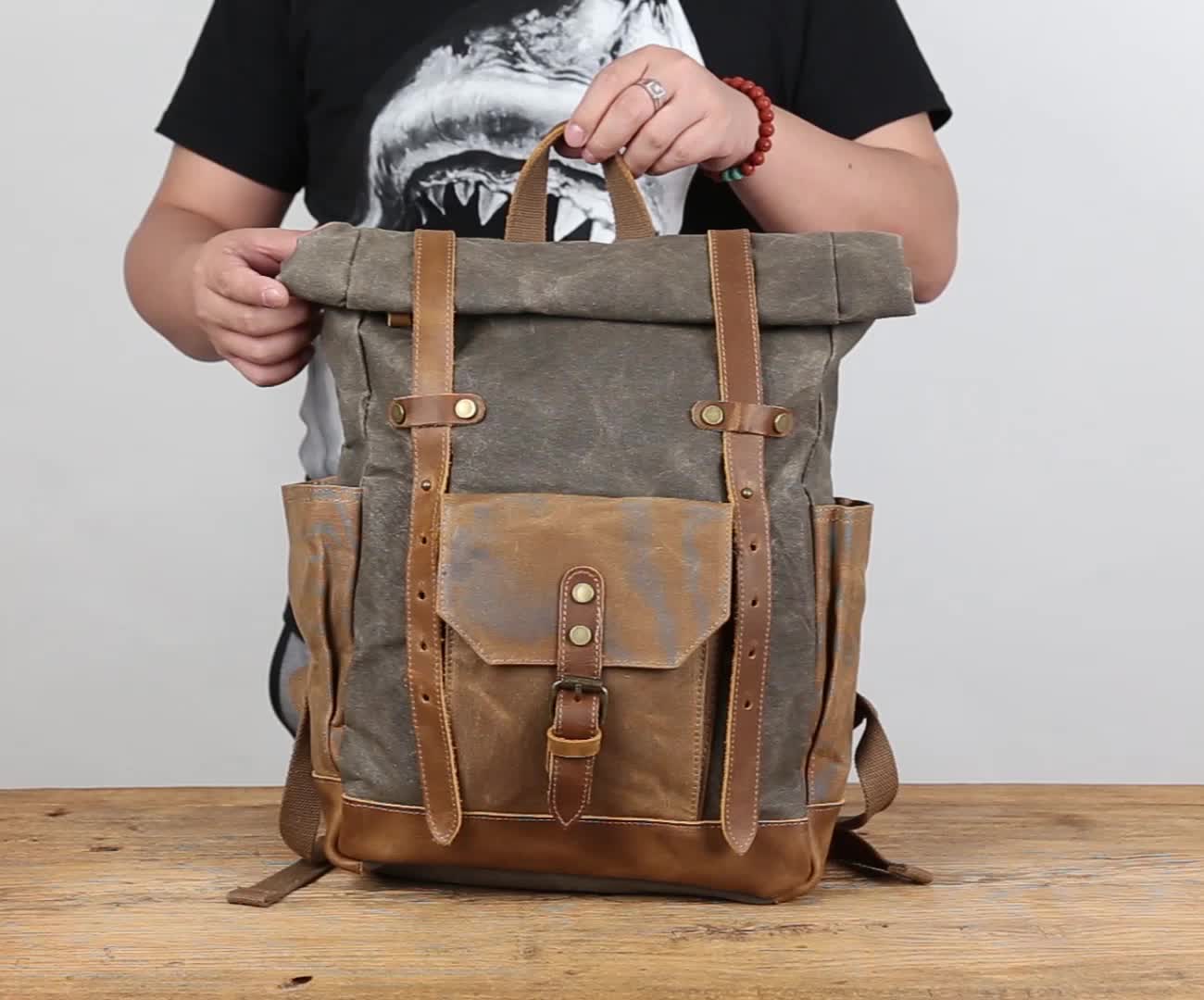 mens waxed canvas backpack