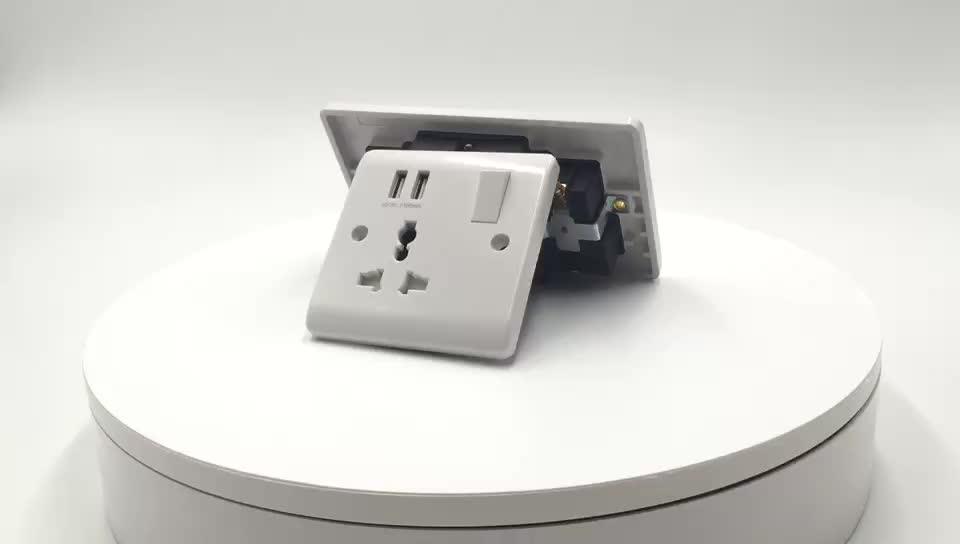 A Range16a 2 Gang Switched Socket Round Pin South Africa Standard