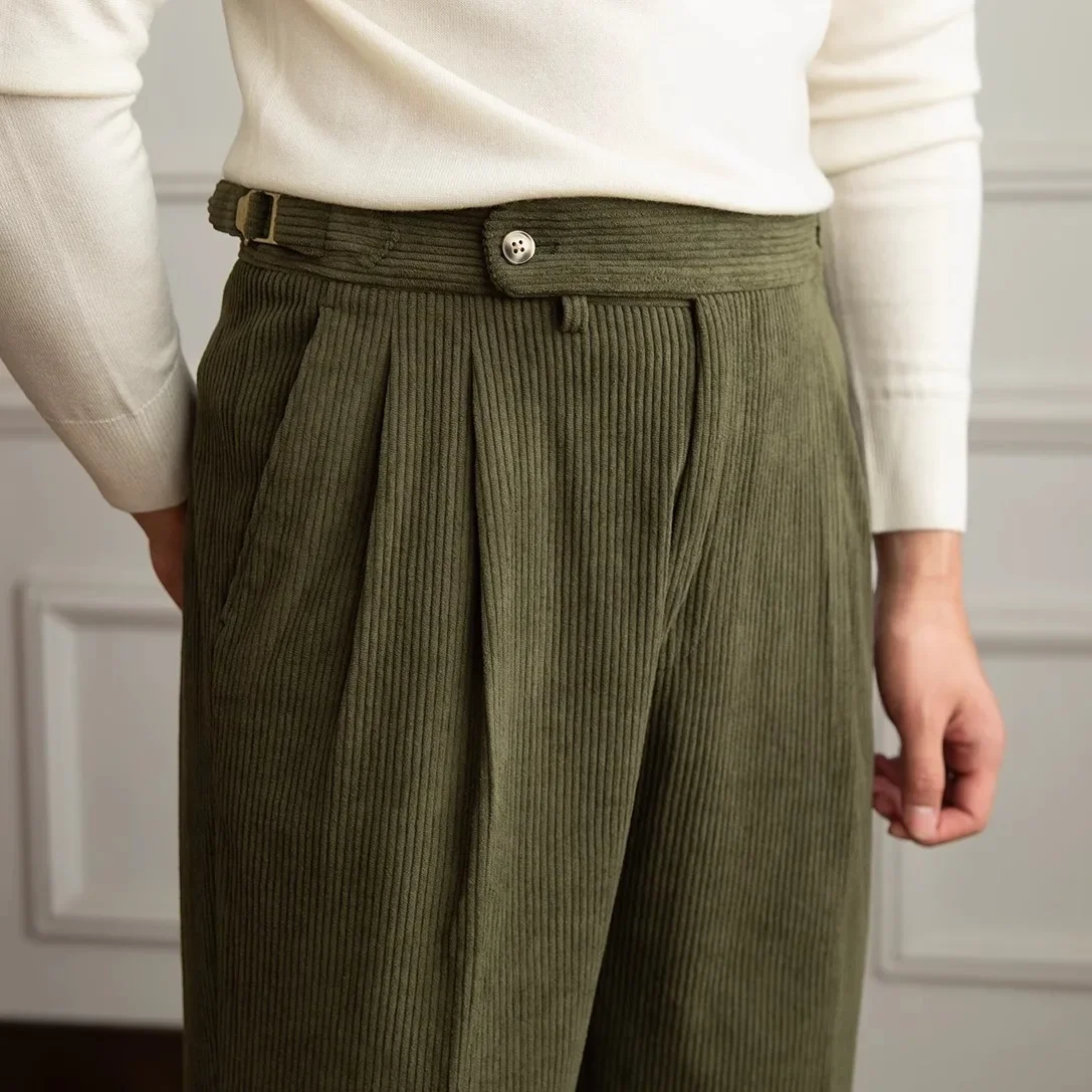 Autumn and winter vintage fashion corduroy Naples high waist suit pants spring and autumn Japanese style all-match drape casual pants