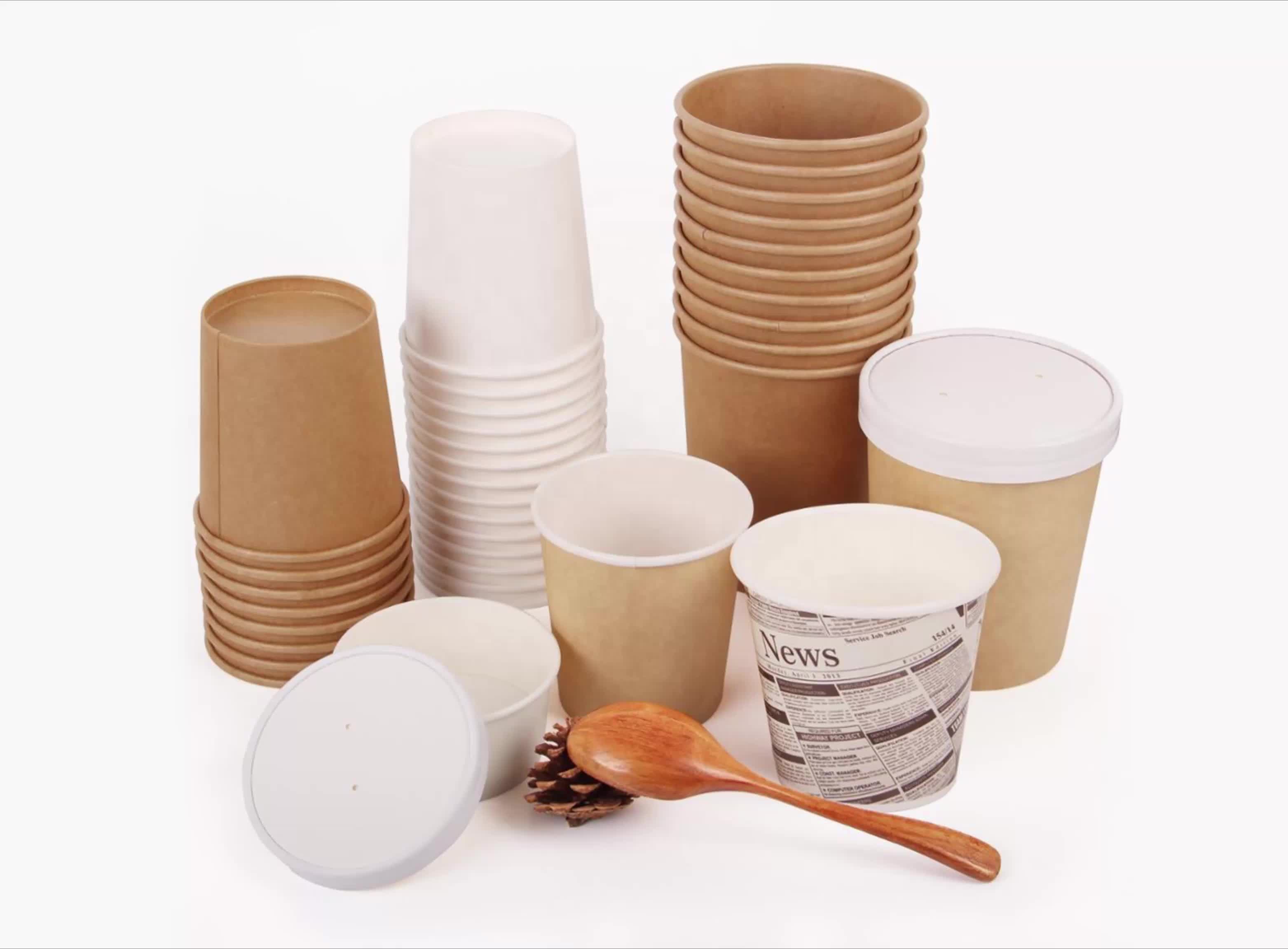 Custom Printed Disposable Pla Biodegradable Ice Cream Yogurt Paper Cup