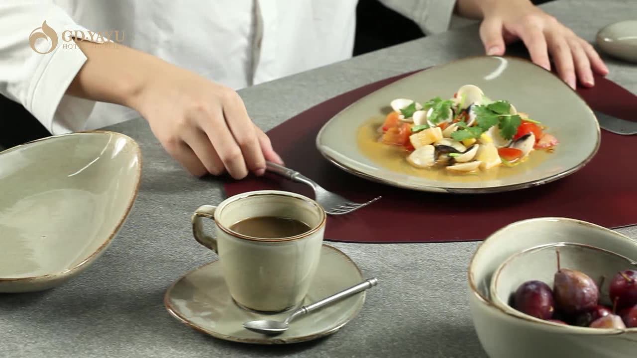 New Products Durable Yayu Grey Dish Western Ceramic Restaurant