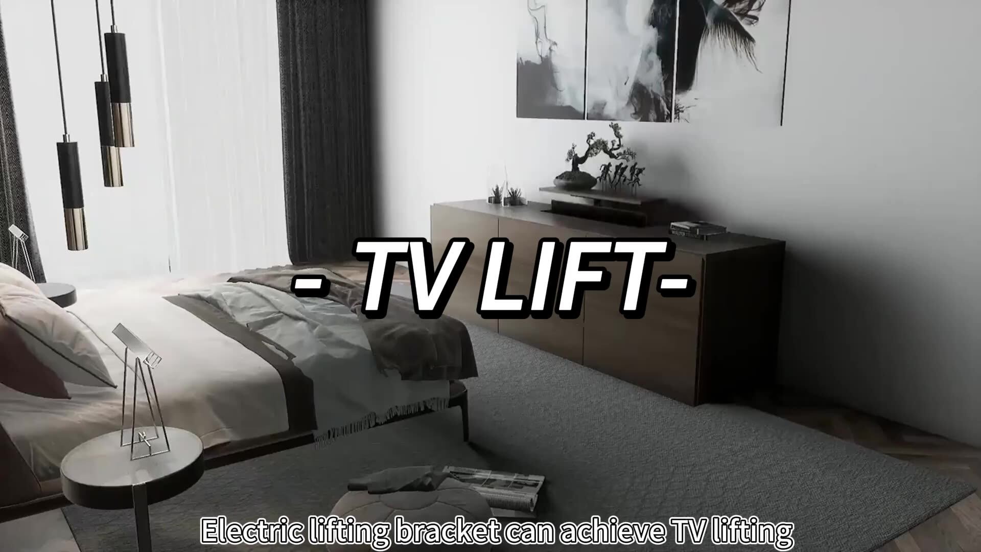 32"to 70" Tv Mount Motorized Under Bed Tv Lifting Stand Height