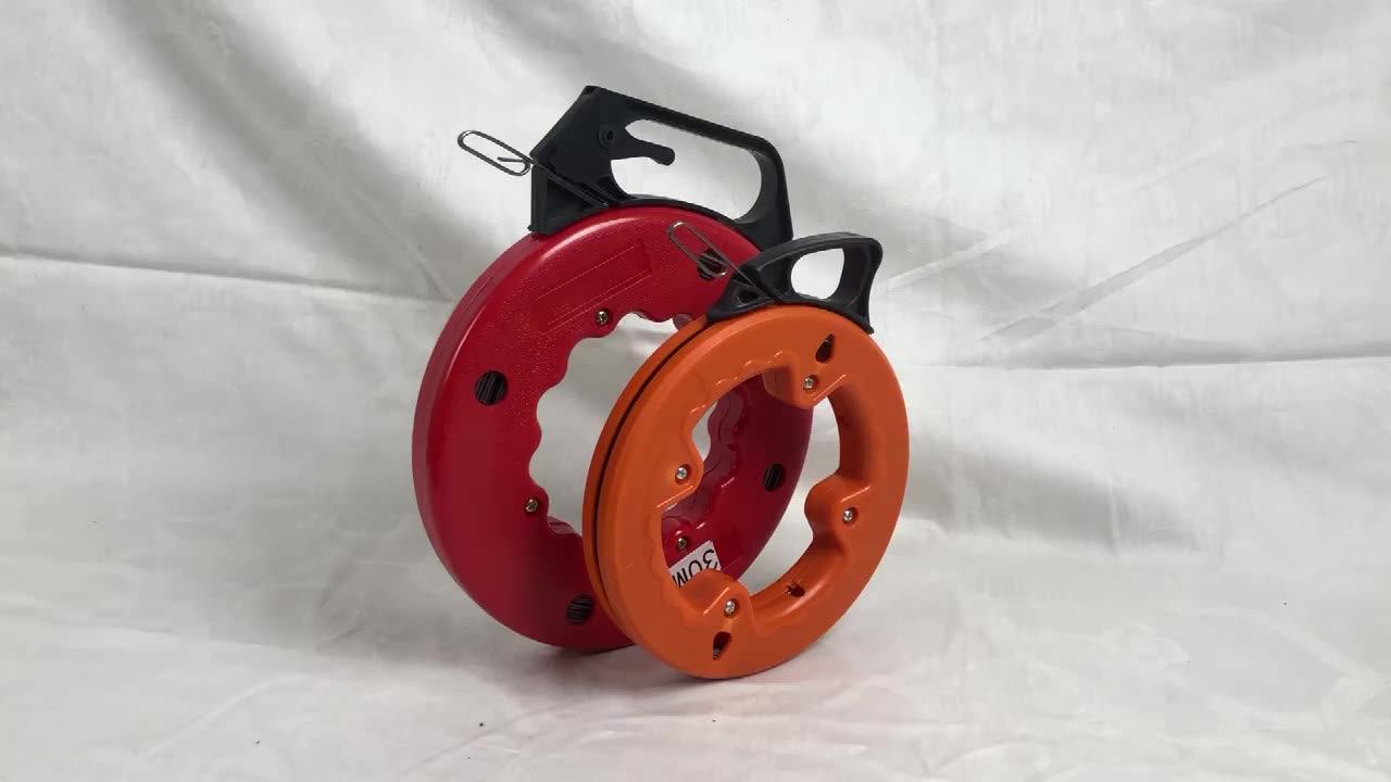 30m Fiberglass Fish Tape Reel Puller / 3 Mm Orange Shell Steel Fish
