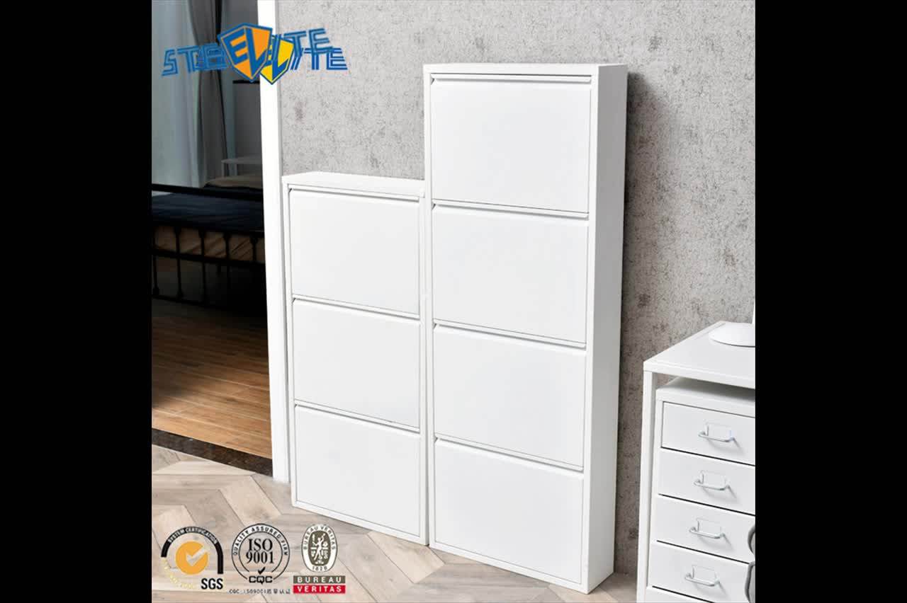 Diy 3 Tiers 3 Door Shoe Rack Metal Shoe Storage Organizer White