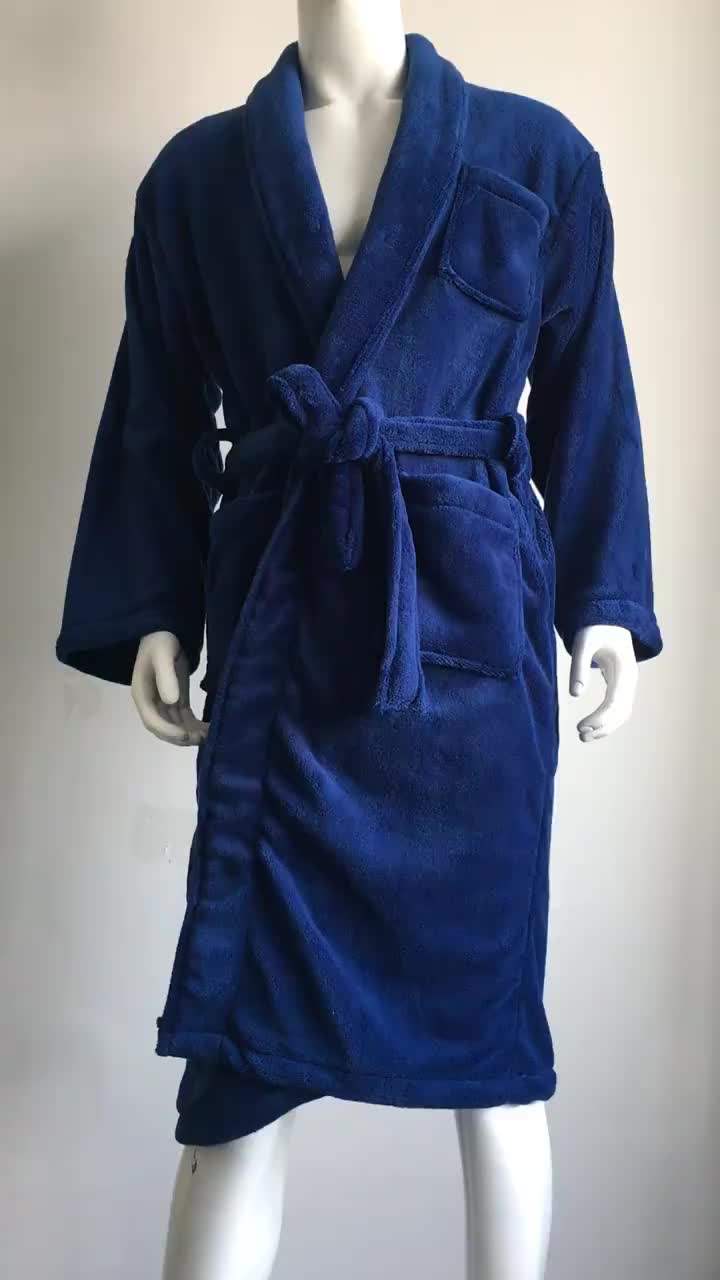 100 Polyester Bath Robe Microfiber Plush Bathrobe Gift Fleece Bathrobe
