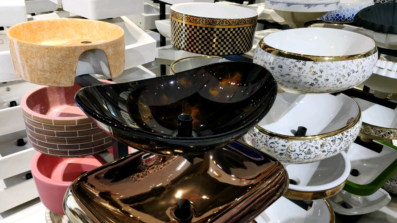 Bathroom Counter Top Fancy Colored Face Wash Basin Art Glass Basins