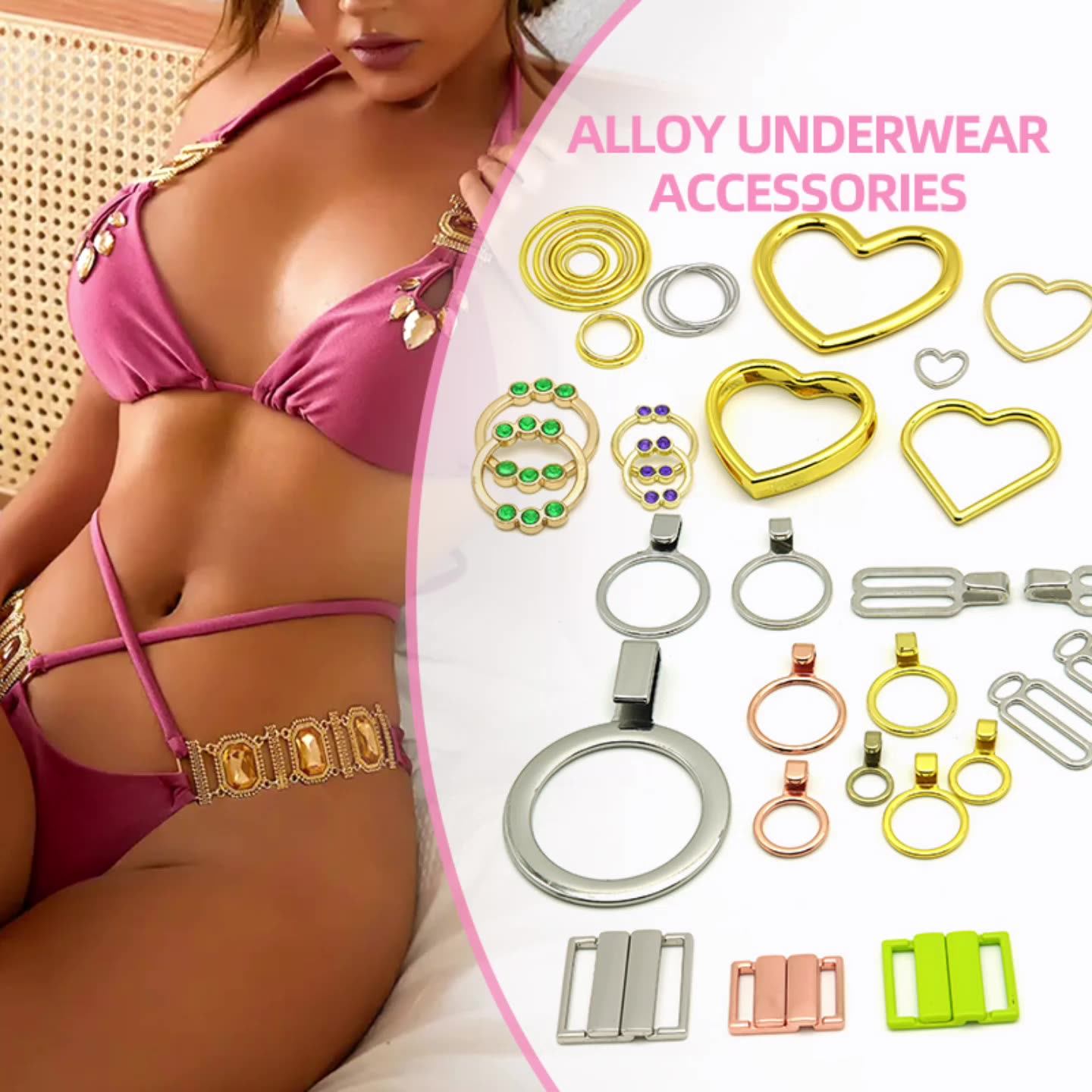 New Free Custom Logo Saltwater Resistant Square Zinc Hardware Swimwear