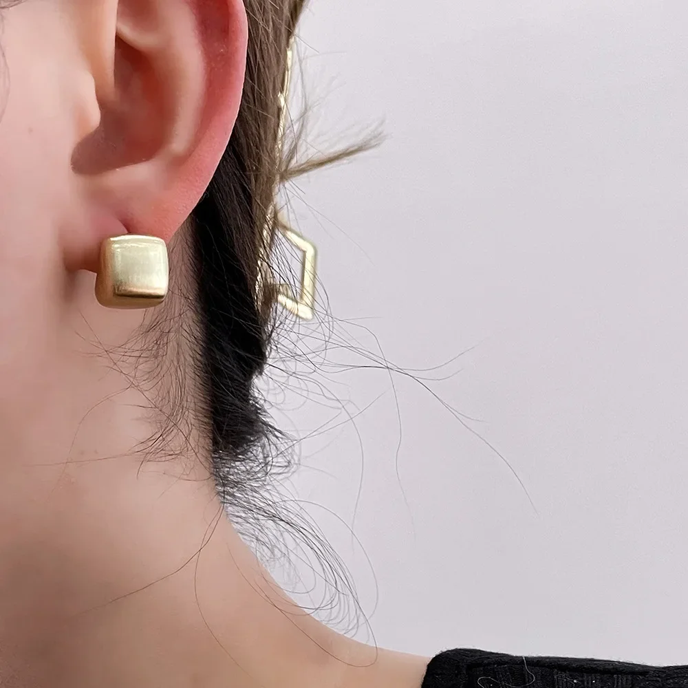 Matte retro small design fashionable elegant earrings