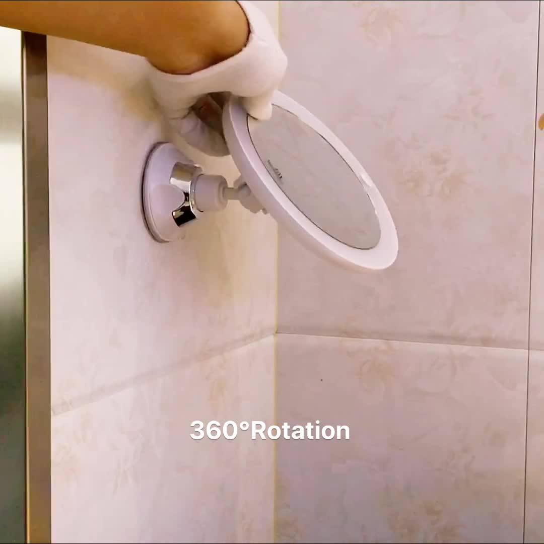 Round Led Lighted Suction Cups Magnifying Vanity Mirror Light Bathroom Mirror Buy 360 Rotate