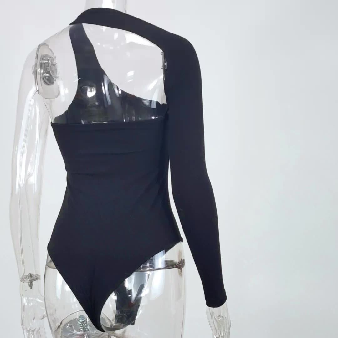 Wholesale Black Solid Color One Piece Jumpsuit Double Layers Women