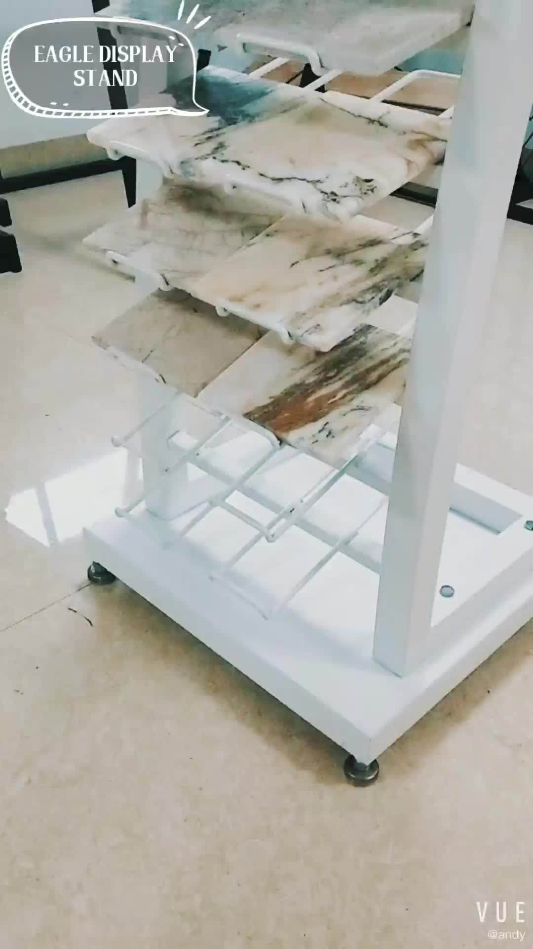 Custom Waterfall Stone Display Case Metal Quartz Stone Display Rack