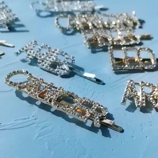 Custom Hair Pins With Words Rhinestone Letters For Hairpin Diamond