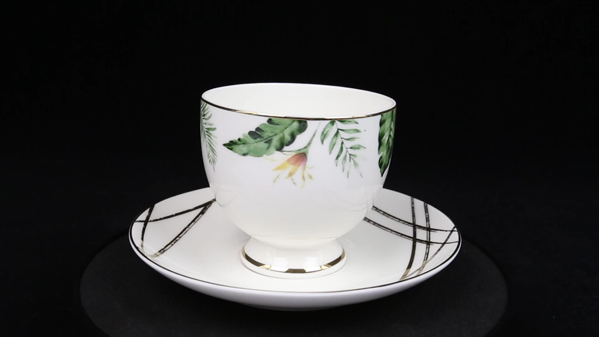 Wholesale Custom New Pattern 8oz Ceramic Espresso Floral Tea Cups And
