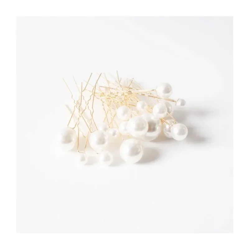 Bride hairpin U-shaped chuck hairpin and makeup hair insert popular pin wedding style pearl headdress U-shaped wedding