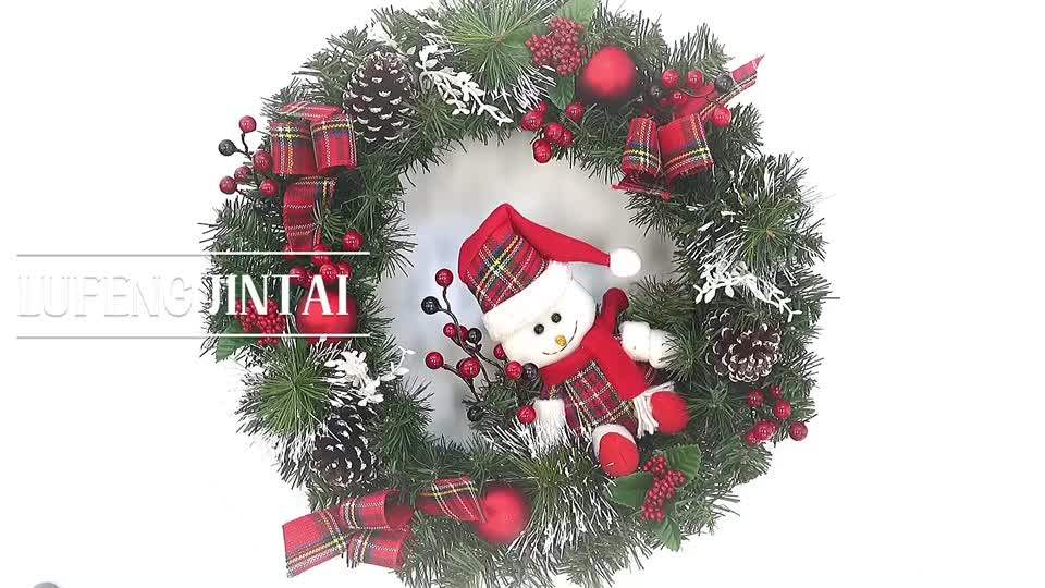China Wholesale Christmas Decorations Picks Snowman Christmas Wreath