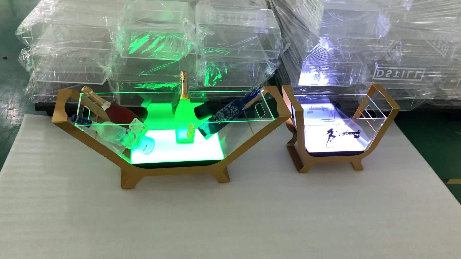 Led Luminous Beer Wine Bottle Holder Metal Frame Stand Large 12 Bottles