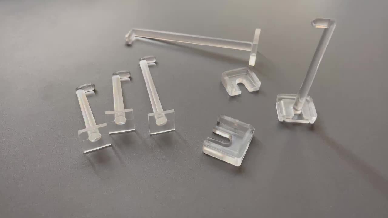 38mm Acrylic Display Plastic Pegboard Hooks Slatwall Acrylic Hooks