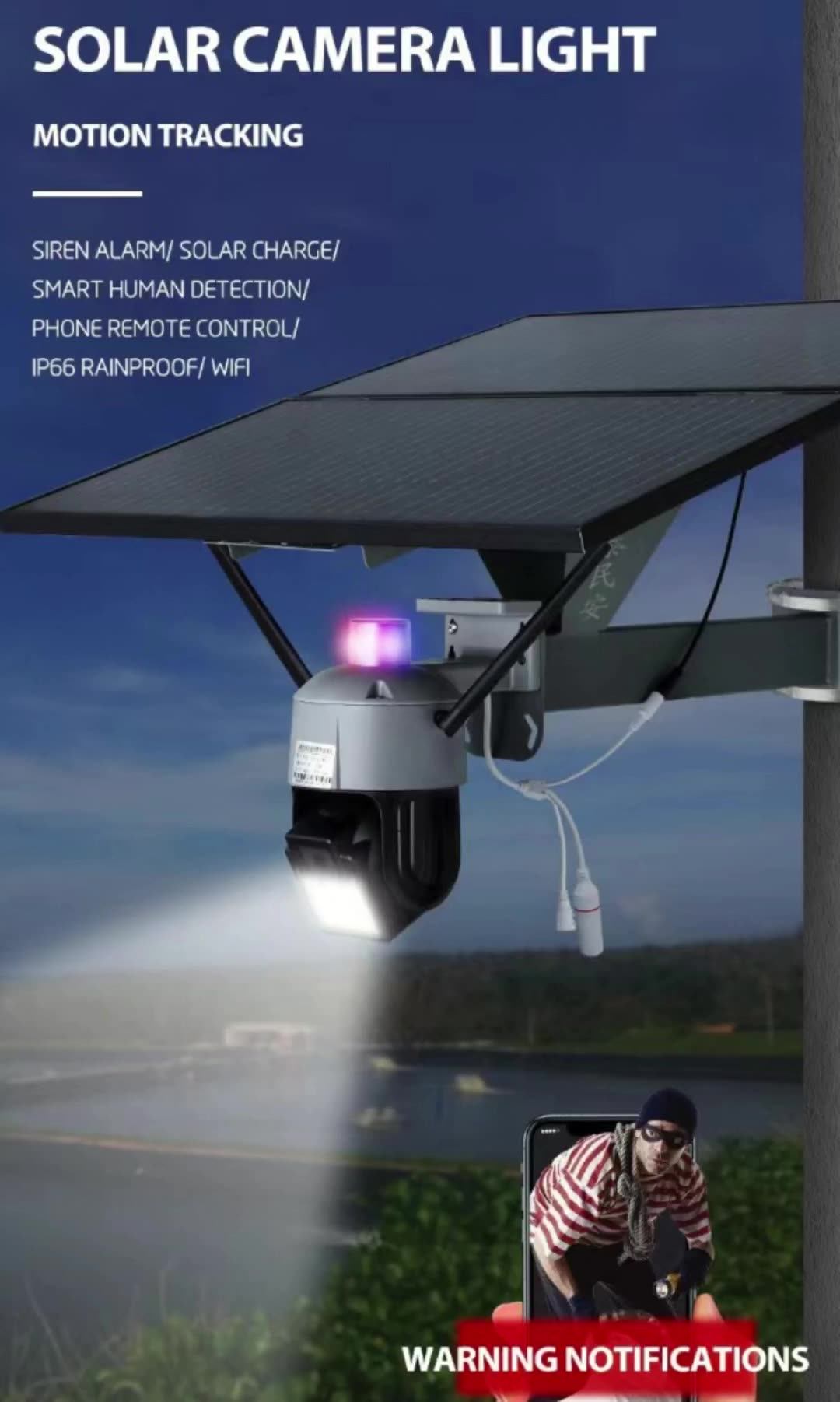 Solar Security Camera Outdoor Wireless Wifi,Pan Tilt Home Security