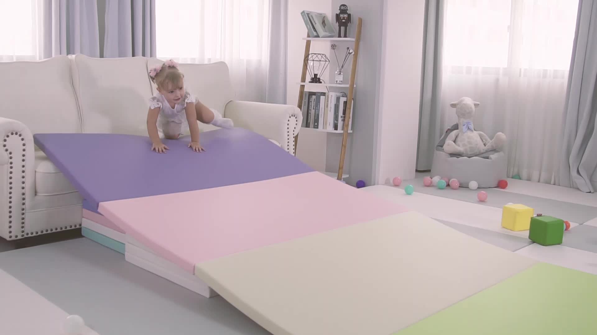 200cm*100cm Pu Leather Four Folding Kids Rest Mat Play Mat For Babies