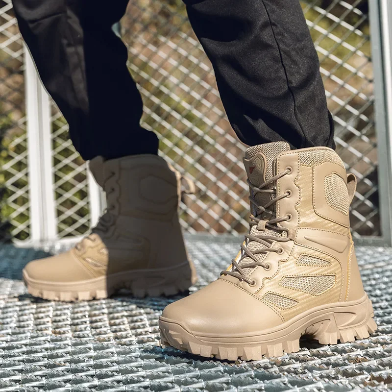 Cross Border in stock Tactical Boots High-top Mid-top Barrel Outdoor Combat Boots Amazon Men's Boots Desert Boots Men's Field Boots