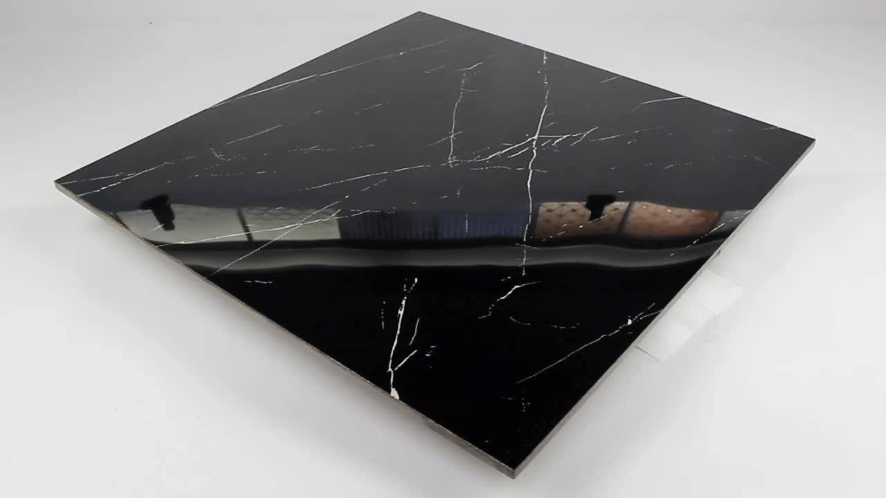 Ceramics Tiles Polish Malaysia Galzed Black Color Flooring Tile Foshan