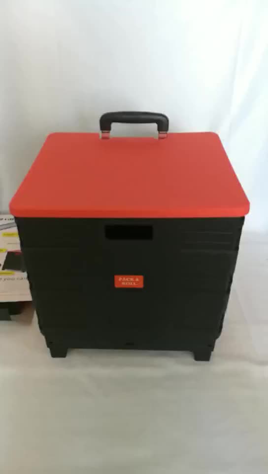 Small Size Plastic Foldable Crate Trolley Plastic Folding Crate Cart 20