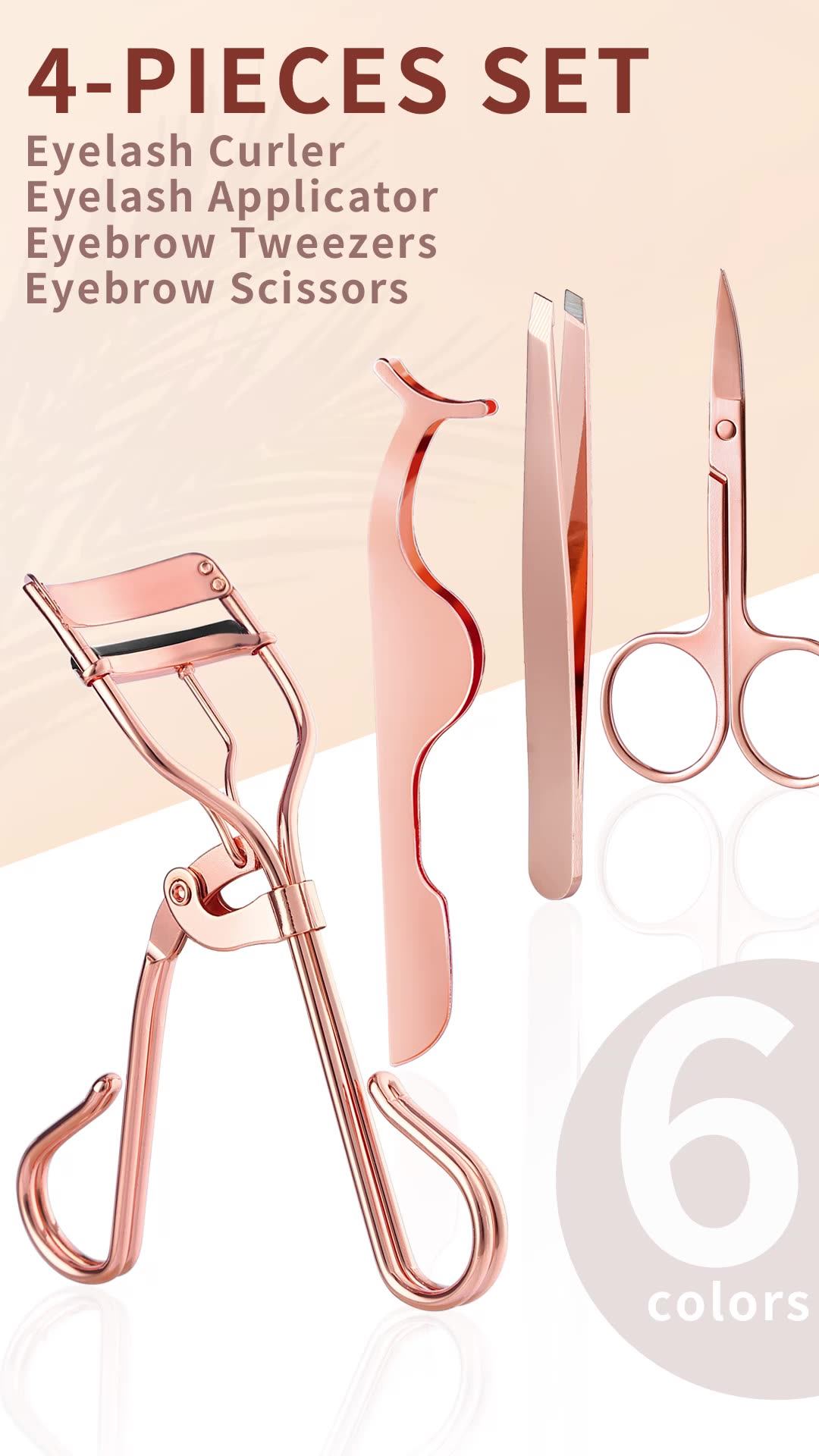 4pieces Stainless Steel Eyelash Curler Pink Eyelash Applicator Eyebrow